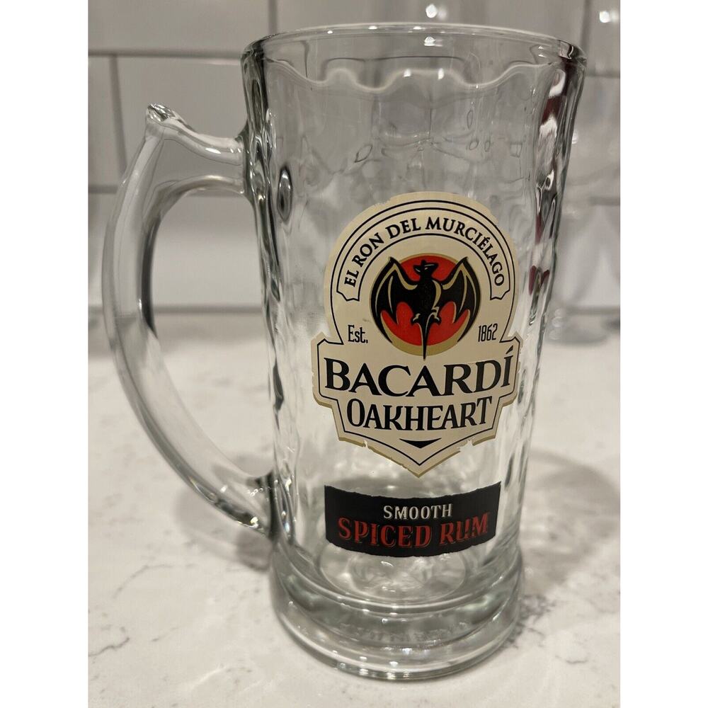 Bacardi Oakheart Smooth Spiced Rum Mug/ Glass 6" Mint Condition! Rare!